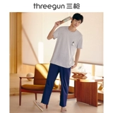 Осенняя пижама, мужские хлопковые дышащие штаны, комплект, коллекция 2021, короткий рукав