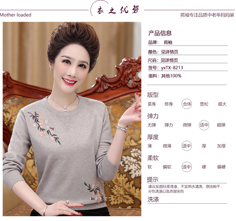 新款中老年套头羊毛衫女羊毛 中年妈妈保暖毛衣打底衫毛衣女低价详情15