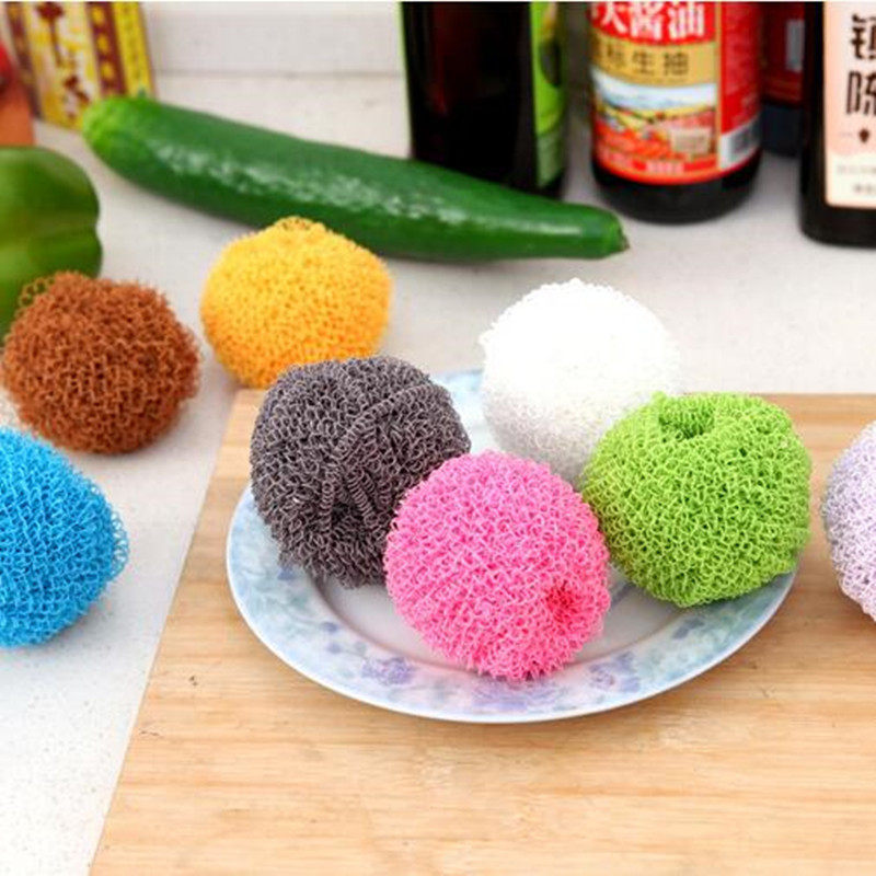 Nano-colored cleaning ball kitchen dishwashing home with handle not dropping wire brush pot steel wire ball stainless steel without injury pan