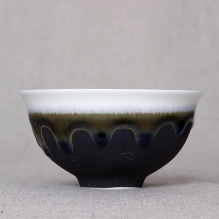 Flow glaze anti-mouth cup Kiln change cup Individual cup Kung Fu large ceramic tea set Tea cup Jun Kiln Tea cup Tea lamp Master cup
