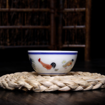 Jingdezhen semi-hand-painted Daming Chenghua Doucai Chicken Cup Antique Porcelain Tea Set Tea Cup Kung Fu Blue and Hua Tea Cup