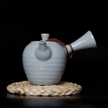 Ru kiln open piece Japanese side pot handmade agate rough pottery teapot Kung Fu household tea set exquisite single pot ceramic