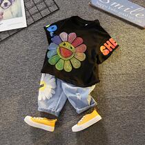 South Korean boy summer dress suit Summer children dress foreign air short sleeves new children Korean version loose and breathable two sets