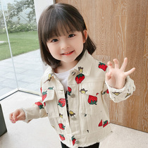 South Korean girl denim jacket spring autumn clothing 2022 new childrens trendy blouses female baby clips jersey ocean currents