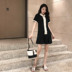 Mùa hè rất phổ biến Pháp quần áo POLO cổ áo Pháp siêu cổ điển retro Hepburn gió nhỏ váy đen quần áo phụ nữ - Váy eo cao các mẫu váy hạ eo đẹp	 Váy eo cao