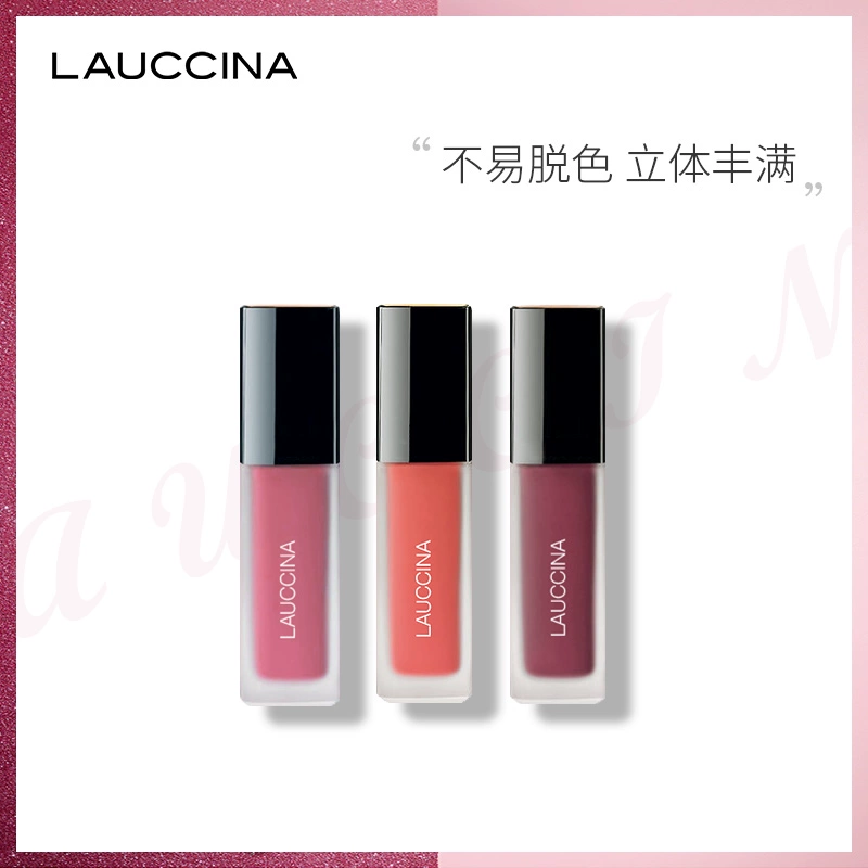 LAUCCINA lip glaze dưỡng ẩm không dễ làm mất màu mô hình học sinh chính hãng dễ thương không dễ phai son môi - Son bóng / Liquid Rouge