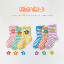 Childrens socks autumn and winter cotton girls small flower plaid socks baby children Spring and Autumn girls Princess socks