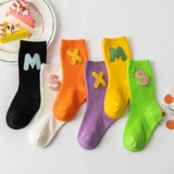 Детские демисезонные тонкие хлопковые носки, цветные гольфы, в корейском стиле, в западном стиле, средней длины