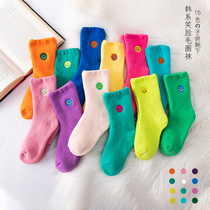 Childrens socks in winter thickened Terry fluorescent color smiley face socks Korean version of boys and girls baby socks tide socks