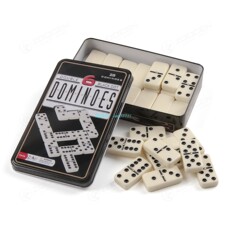 Домино 卓辰双六 dominoes 密胺5010多米诺骨牌象牙铁盒包装28张双6包邮
