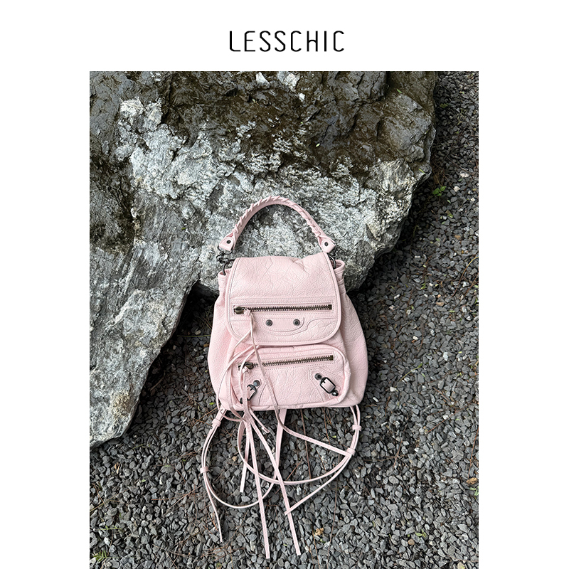 Lesschic【B-Le City Mini Backpack】Imported Sheepskin Lining Cotton Canvas Backpack