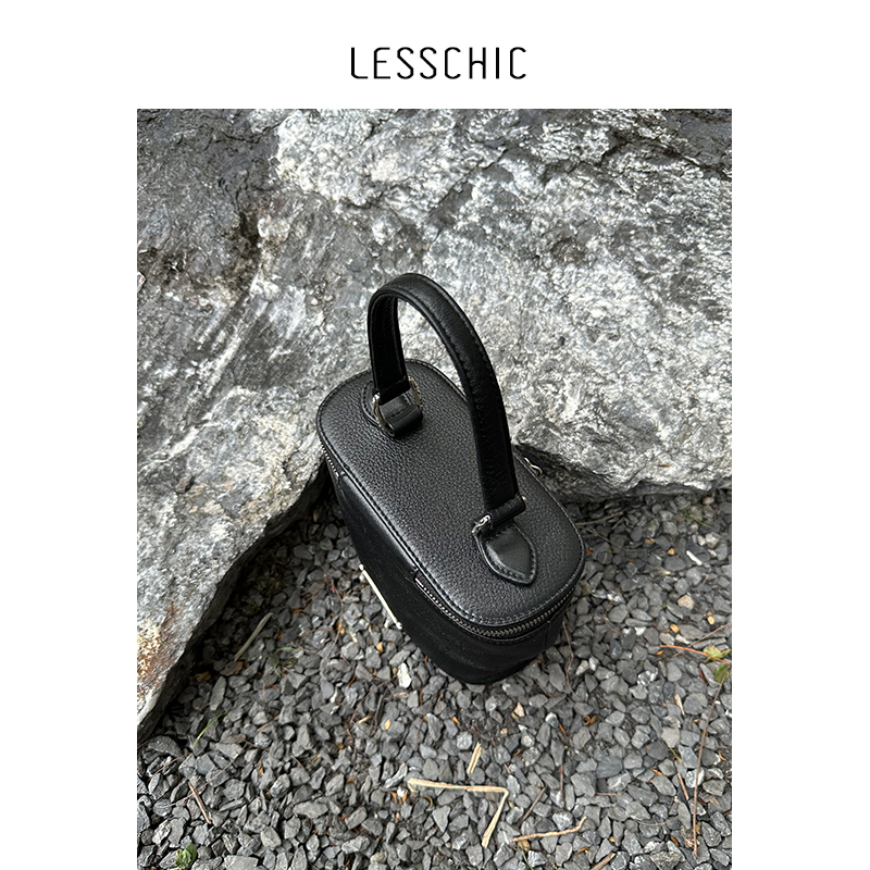 Lesschic【Krossi】Imported Cowhide Lining, Sheepskin, 925 Silver Hardware Lunch Box Clutch Bag