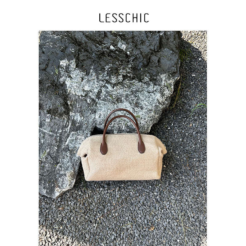 Lesschic【Tr-Faye Bowling Ball】Imported Linen with Saddle Leather Lining, Raindrop Linen Bowling Ball Lesschic【Tr-Faye Bowling Ball】Imported Linen with Saddle Leather Lining, Raindrop Linen Bowling Ball