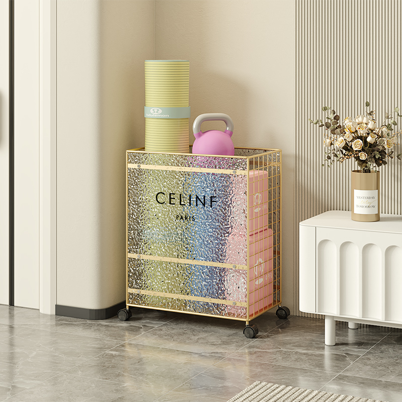 Yoga Mat Storage Basket with Wheels for Home Use, Suitable for Storing Badminton and Basketball Sports Equipment, Gym Equipment Storage Basket, Gap Storage Rack Yoga Mat Storage Basket with Wheels for Home Use, Suitable for Storing Badminton and Basketball Sports Equipment, Gym Equipment Storage Basket, Gap Storage Rack