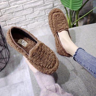 明星网红超火面包泰迪卷毛毛鞋