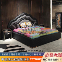 Versace cloth bed Italian light luxury princess bed model room Medusa leather Versace Meike Jiazhe wedding bed