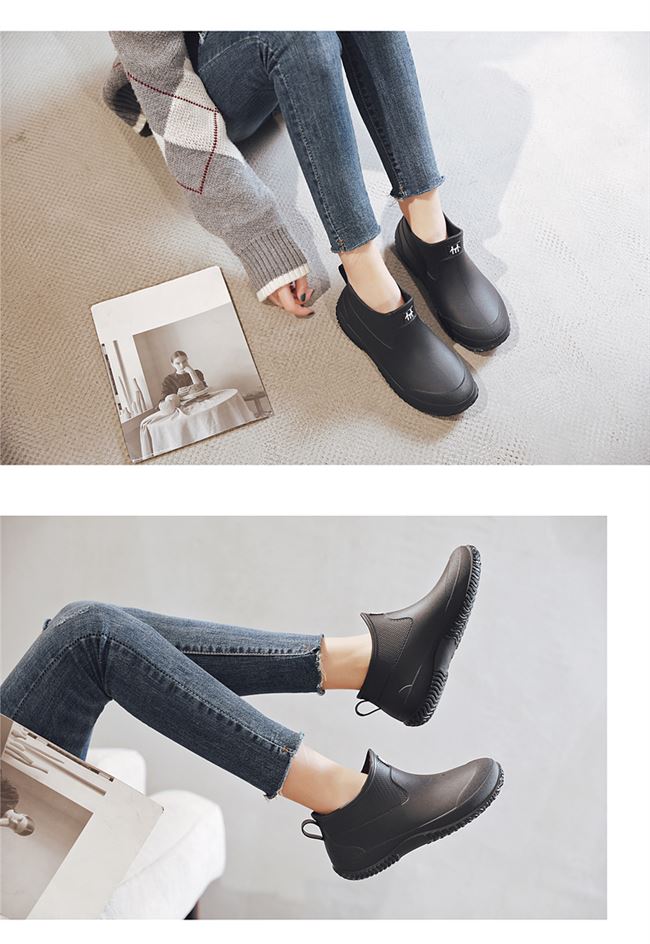 Giày đi mưa mùa hè của phụ nữ thời trang giày đi mưa ngắn cộng với nhung cotton overshoes nhà bếp giày cao su chống trượt miệng cạn ủng nước ấm cắt thấp - Rainshoes