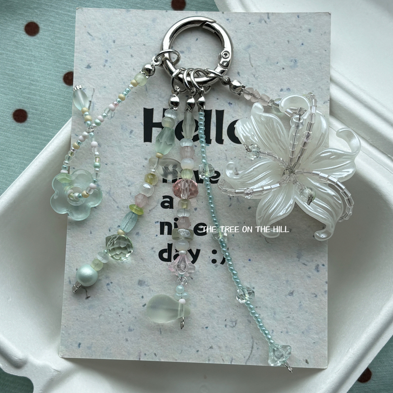 【Powder Mist Mambo】Korean Style ins Fresh Forest Series Handmade Beaded Bag Charm High-End Girly Keychain 【Powder Mist Mambo】Korean Style ins Fresh Forest Series Handmade Beaded Bag Charm High-End Girly Keychain