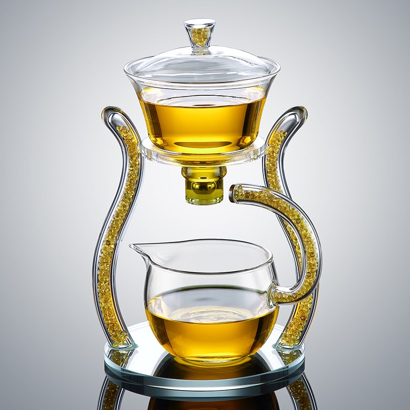 Glass semi-automatic teapot household heat-resistant transparent kung fu tea-water and lazy tea-water separation lazy tea-bubble tea