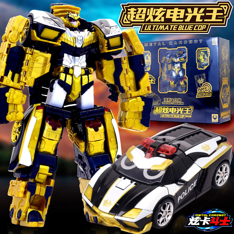 Dazzling Card Fighter Super Flashing Electric King Black Gold Edition Boys' Toy Car Transforming Mecha Robot King Kong Children's Toy for Boys