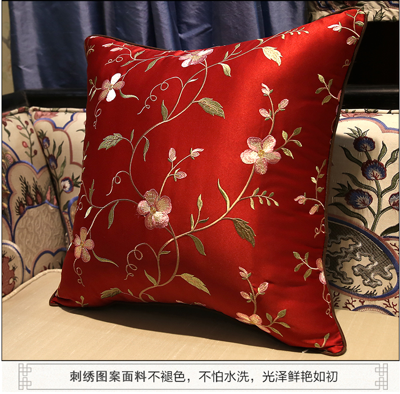 Trung Quốc hiện đại Trung Quốc Gối thêu Phòng khách Sofa Da Thêu Đệm Ghế văn phòng Gối Đơn giản tùy chỉnh Set - Trở lại đệm / Bolsters chăn gối 2 trong 1