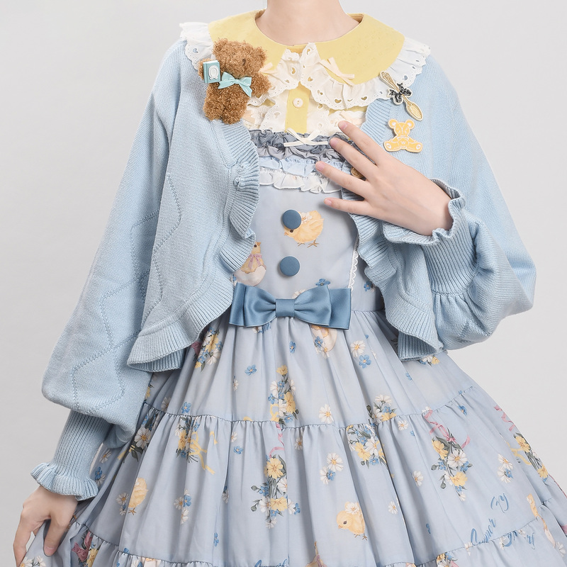 [Little Sweetheart] Lolita Short Sweater Cardigan, Lolita Cardigan, Vintage Knit, Soft Girl, Cute