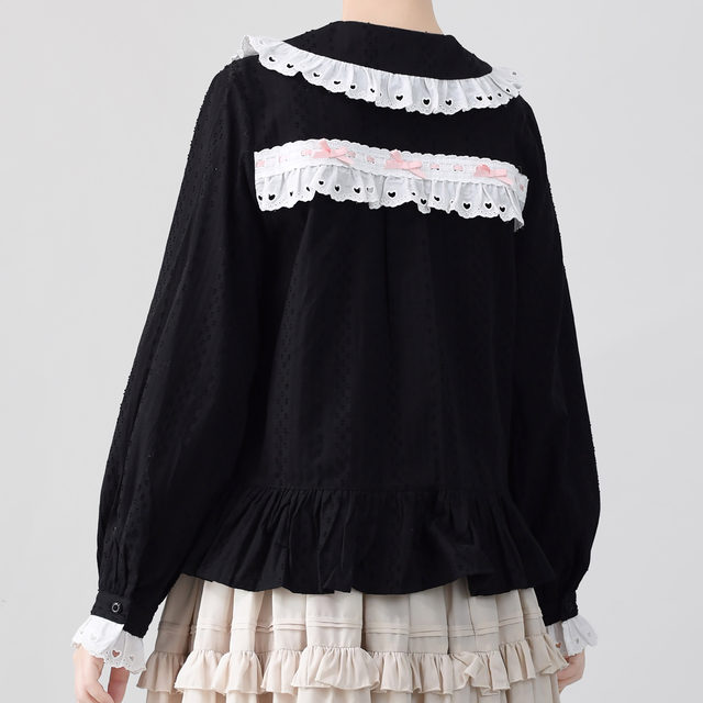 Yugiri's original dotted inner doll collar lace Lolita inner cute shirt ເສື້ອ Lolita ແຂນຍາວ