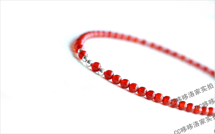 Tự nhiên Brazil Red Agate Anklet Phong cách Trung Quốc Giày dép Agate đỏ Nữ thời trang Sweet Crystal Anklet vòng chân