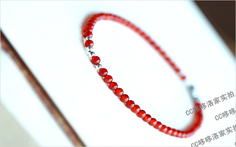Tự nhiên Brazil Red Agate Anklet Phong cách Trung Quốc Giày dép Agate đỏ Nữ thời trang Sweet Crystal Anklet vòng chân