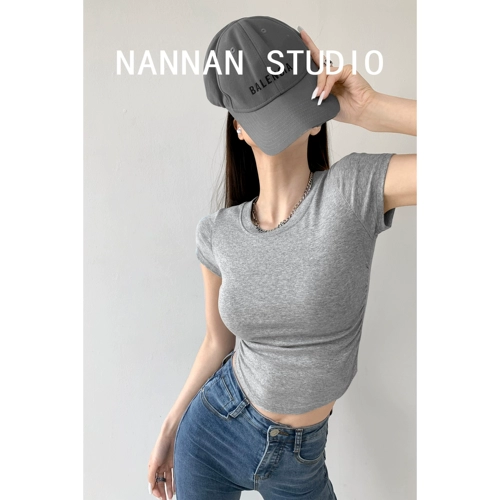 Pure Desire Маленькая талия ~ боковые складки открытые талия, лето для похудения, нося с серо -рубашками с