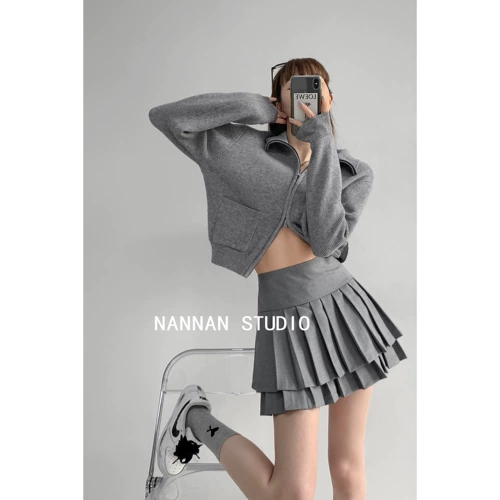 Осенняя юбка в складку, костюм, высокая талия, по фигуре