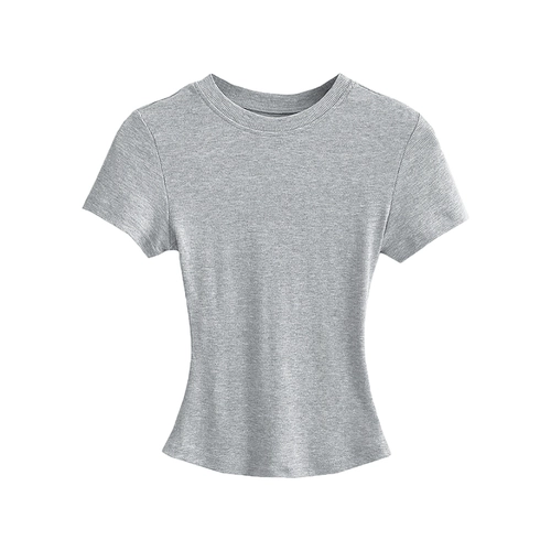 Летняя базовая футболка с коротким рукавом, облегающий крой, в обтяжку