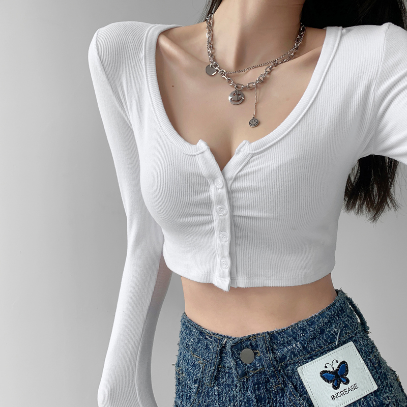 European and American Style Hot Girl Short Crop Top, Tight-Fitting Wide-Neck Short-Sleeve T-Shirt, High-Waisted Slim-Fit Knit Top, Trendy