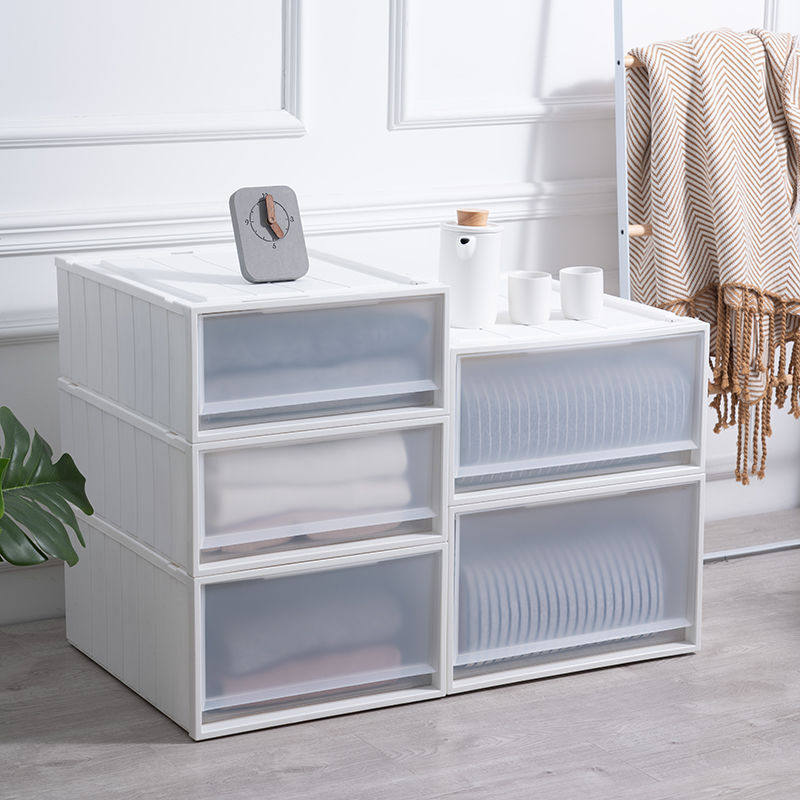Wardrobe storage box drawer storage box plastic clothes sorting box high and narrow clothes storage box storage cabinet