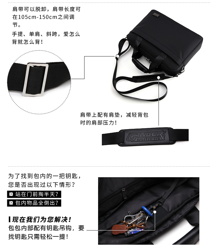 Túi đeo vai đơn giản dành cho nam Túi tote văn phòng Cặp tài liệu Canvas Túi máy tính Túi kinh doanh Túi vải Oxford - Túi của con người túi da đeo chéo