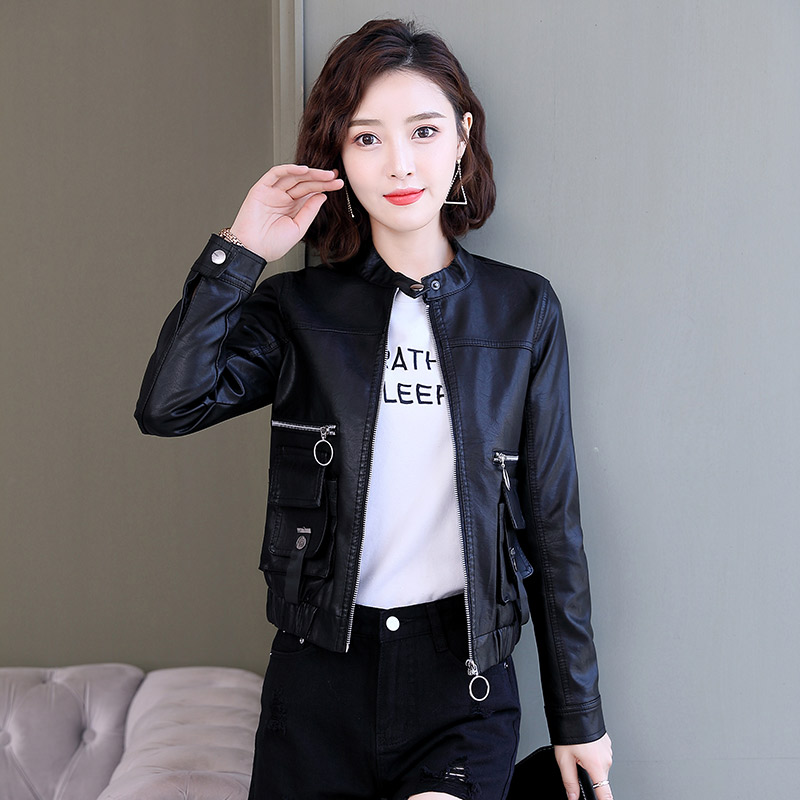 High waist small fur coat with female coat Han version loose autumn 2019 new 100 hitch casual short locomotive pu leather jacket