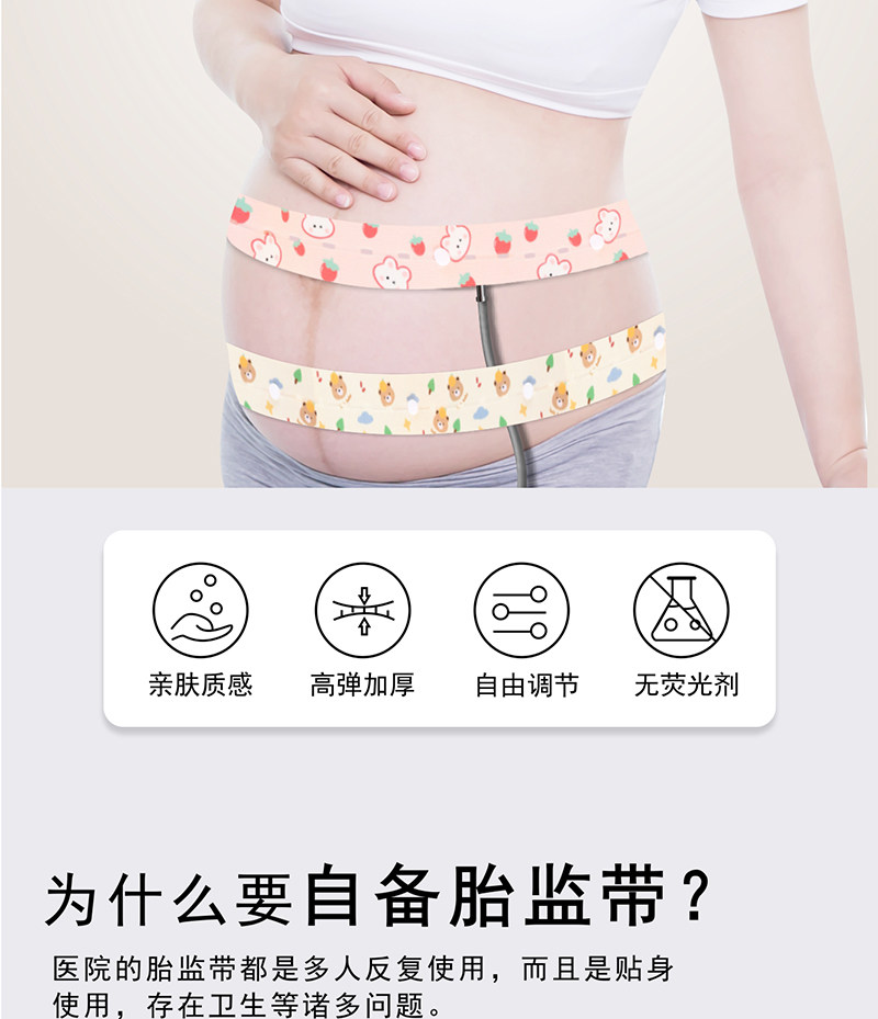 胎心监护带孕妇专用胎监带2条监测带孕期晚期产检绑带加长托腹带1 — 4