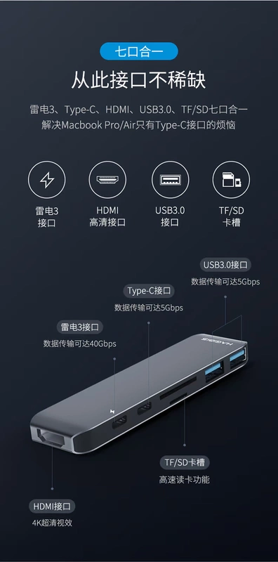 Biển chuẩn bị nghĩ trạm của Apple chuyển đổi loại-c docking để mở rộng MacBookPro giao diện chuyển đổi bộ chuyển đổi Sét 3 mac phụ kiện máy tính xách tay không khí táo USB để HDMI cáp iPad - Phụ kiện máy tính xách tay