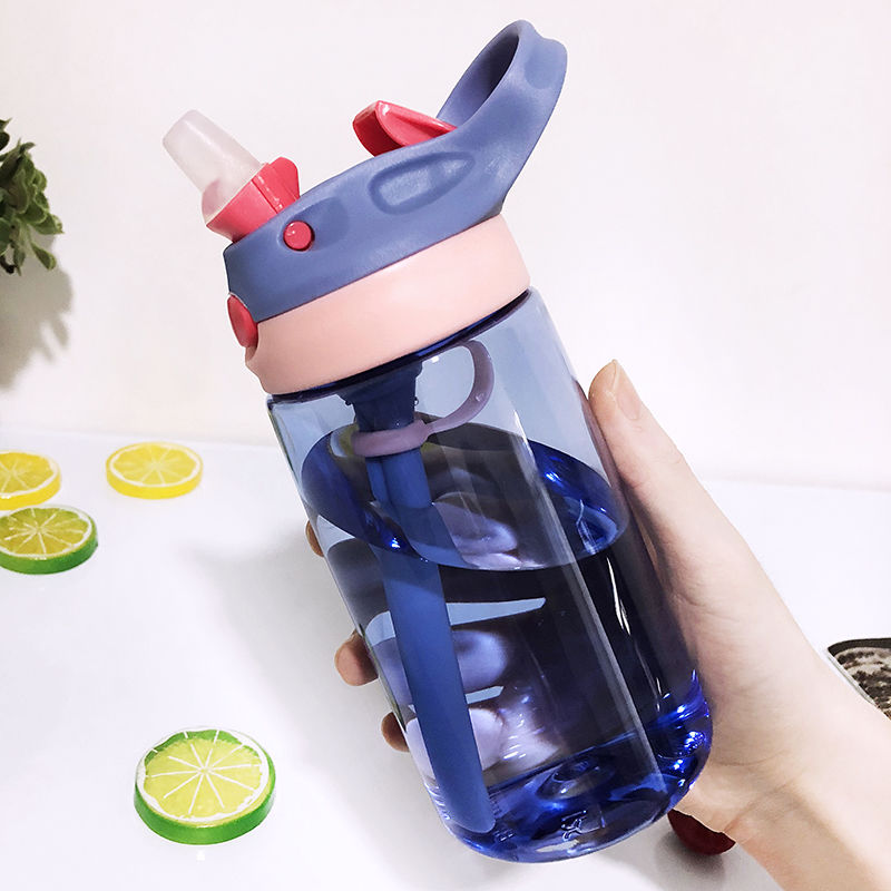 Korean version of the children's straw cup drop-proof portable handy cup Drop-proof leak-proof cute plastic cup