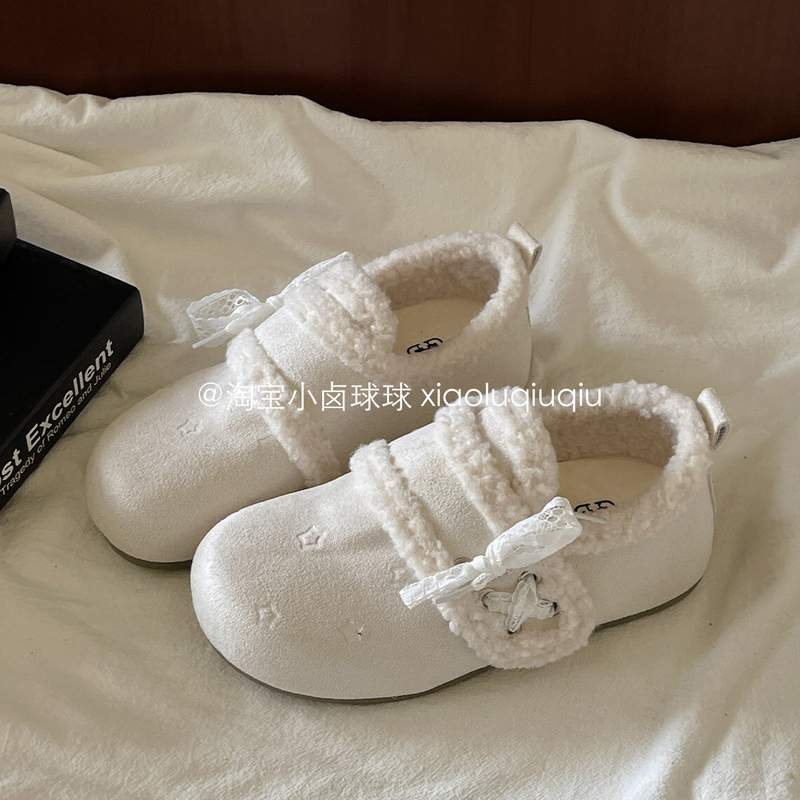 Xiaohuoqiuqiu Winter Warm Furry Shoes, Plush Birkenstock Shoes, Slip-On Casual Shoes, Double Cotton Shoes, 2026 New Model Xiaohuoqiuqiu Winter Warm Furry Shoes, Plush Birkenstock Shoes, Slip-On Casual Shoes, Double Cotton Shoes, 2026 New Model
