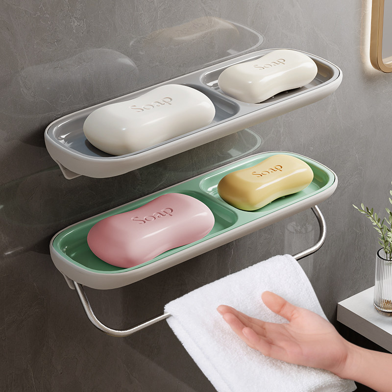 Bathroom soap case wall-mounted creative drain wall-mounted Perforated Toilet Soap Dish Toilet Shelf-Taobao