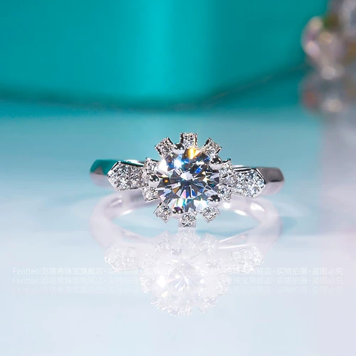 Серебряный браслет, обручальное кольцо, золото 750 пробы, в цветочек, серебро 925 пробы, бриллиант в один карат