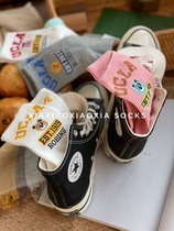(More than five pairs) Korean imported womens cotton socks new medium thickness bear letter mid-tube trendy socks