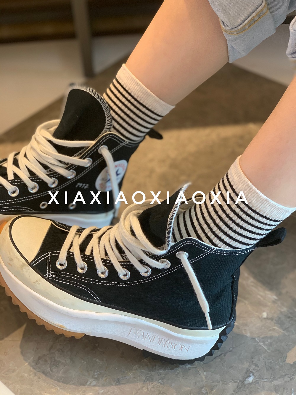 (Full Five Pairs) Korea Imports Spot Woman Sox Medium Thickness Four Seasons Can Be Fine Striped Cotton Socks-Taobao