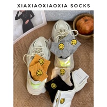 (More than five pairs) Korean imported mens new summer boat socks smiling face simple shallow socks low-cut cotton socks
