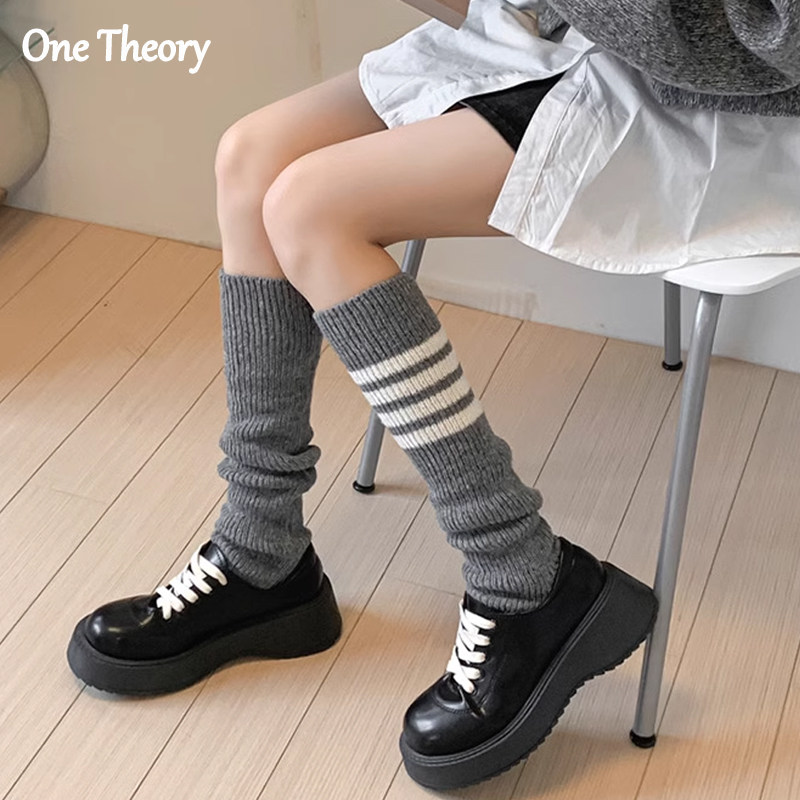 Japan TB Four bars Knitted Socks Jacket Nursing Leg Jacket College Wind Calf Socks students Autumn Winter Warm Foot Sleeve-Taobao