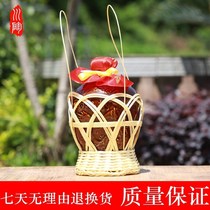 Antique wine jar wine vessel wine bottle New glossy household bamboo basket Ceramic canned wedding white wine bottle White wine wine