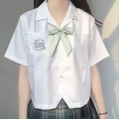 Thorn article original Galaxy star trail high jk uniform original embroidery placket short-sleeved white shirt women's summer