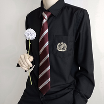 (Thorn) original homemade JK DK uniform mens and womens embroidered black and white long sleeve shirt autumn and winter