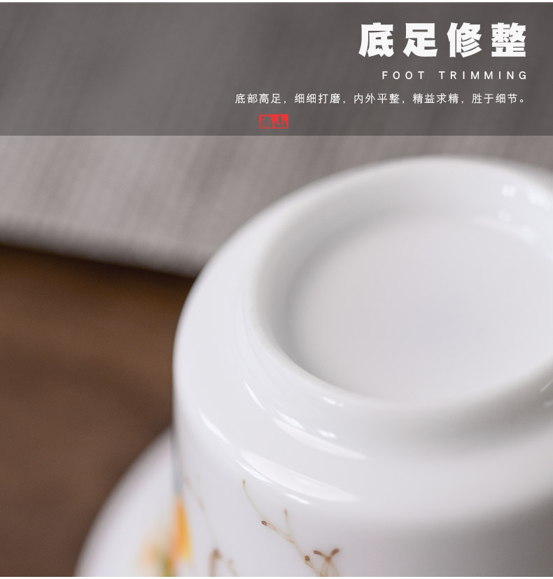 Mr [proprietary] nanshan hand - made LuZhi tureen ceramic three large tea bowl cups white porcelain tea set